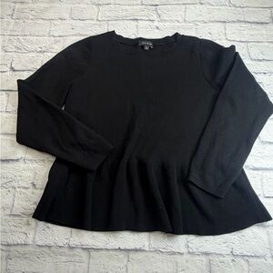 Ann Taylor Black Peplum Sweater. Long Sleeve. Silk/Cotton Blend. Size XL.